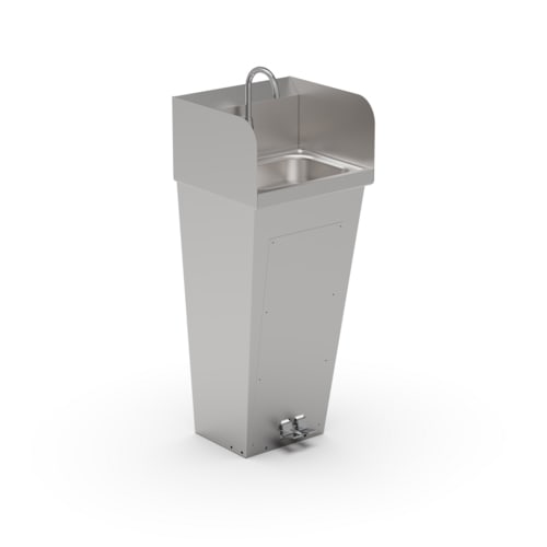 John Boos PBHS-F-1410-FV2-T-SSLR-X Pro-Bowl Floor Pedestal Hand Sink, 14 x 10" Bowl, with Single Hole Faucet Splash Mount and 3-1/2" Gooseneck Spout, Less Faucet