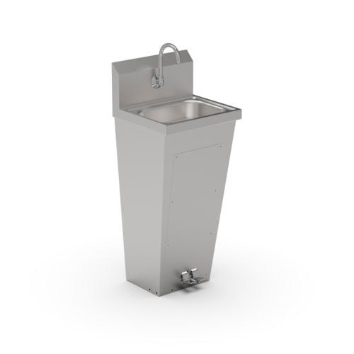 John Boos PBHS-F-1410-FV2-T-X Pro-Bowl Floor Pedestal Hand Sink, 14 x 10" Bowl, with Single Hole Faucet Splash Mount and 3-1/2" Gooseneck Spout, Less Faucet