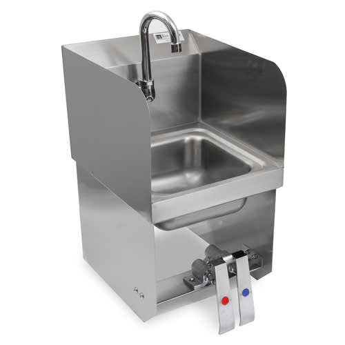 John Boos PBHS-W-0909-KV2MB-SS-X Pro-Bowl Wall Mount Hand Sink, 9" x 9" Bowl, with Single Hole Faucet Splash Mount and Gooseneck Spout, Less Faucet