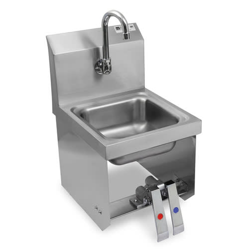 John Boos PBHS-W-0909-KV2MB-X Pro-Bowl Wall Mount Hand Sink, 9" x 9" Bowl, with Single Hole Faucet Splash Mount and Gooseneck Spout, Less Faucet