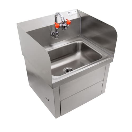 John Boos PBHS-W-1410-KV1APS-EW-X Wall Mount Hand Sink, 14" x 10" Bowl, with 3-1/2" Gooseneck Faucet with Eyewash Station