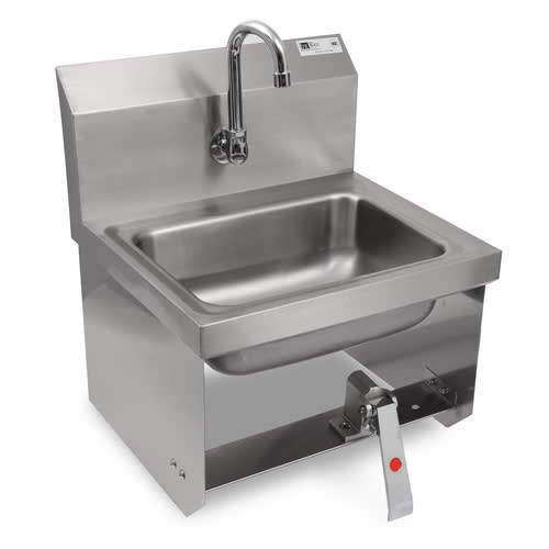 John Boos PBHS-W-1410-KV1MB-X Pro-Bowl Wall Mount Hand Sink, 14 x 10" Bowl, with Single Hole Faucet Splash Mount and Gooseneck Spout, Less Faucet