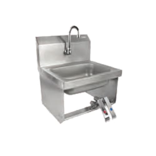 John Boos PBHS-W-1410-KV2MB-X Pro-Bowl Wall Mount Hand Sink, 14 x 10" Bowl, with Single Hole Faucet Splash Mount and Gooseneck Spout, Less Faucet