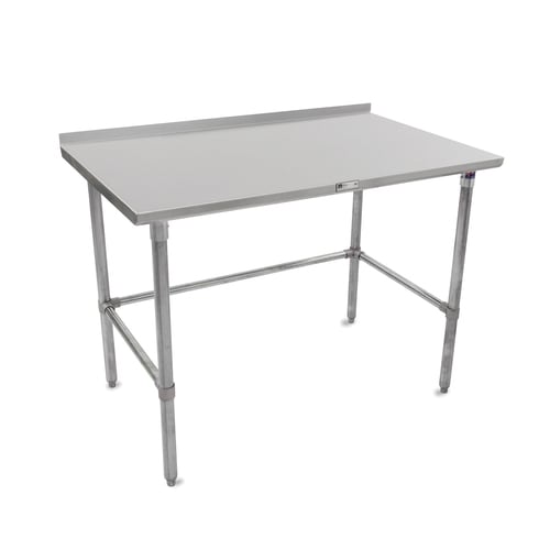 John Boos ST6R1.5-3096GBK-X 96" x 30" Stainless Steel Work Table with 1-1/2" Backsplash, Galvanized Steel Legs and Open Base