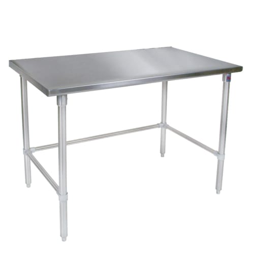 John Boos ST6-3684SBK-X 84" x 36" Stainless Steel Work Table with Flat Top, Stainless Steel Legs and Open Base