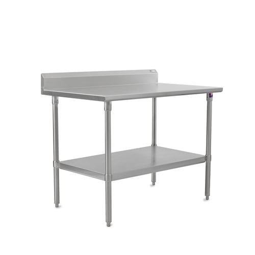 John Boos ST6R5-2496SSK-X 96" x 24" Stainless Steel Work Table with 5" Backsplash, Stainless Steel Legs and Undershelf