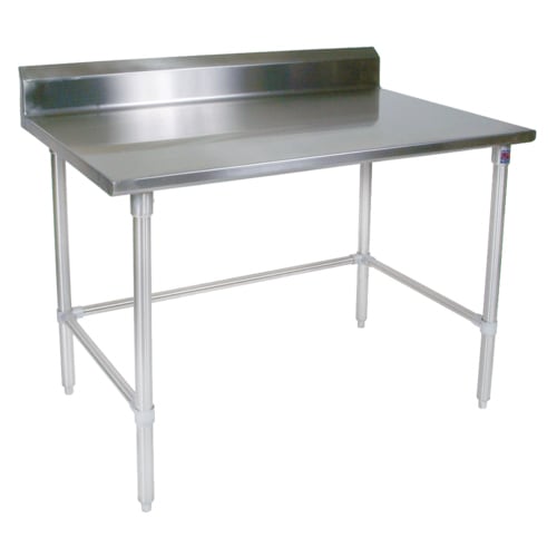 John Boos ST6R5-30108SBK-X 108" x 30" Stainless Steel Work Table with 5" Backsplash, Stainless Steel Legs and Open Base