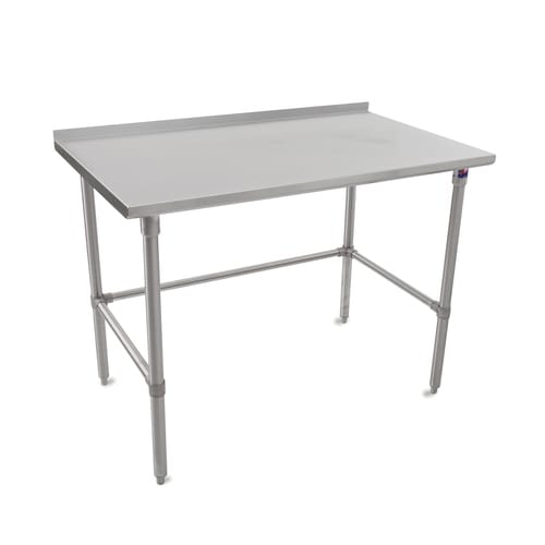 John Boos ST6R1.5-2496SBK-X 96" x 24" Stainless Steel Work Table with 1-1/2" Backsplash, Stainless Steel Legs and Open Base