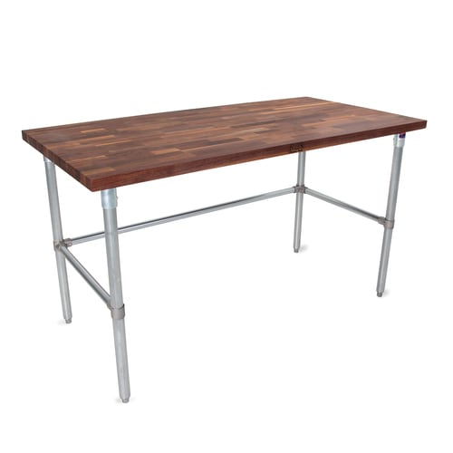 John Boos WAL-JNB03-O-X 60" x 24" Wood Top Work Table with Galvanized Steel Legs and Open Base