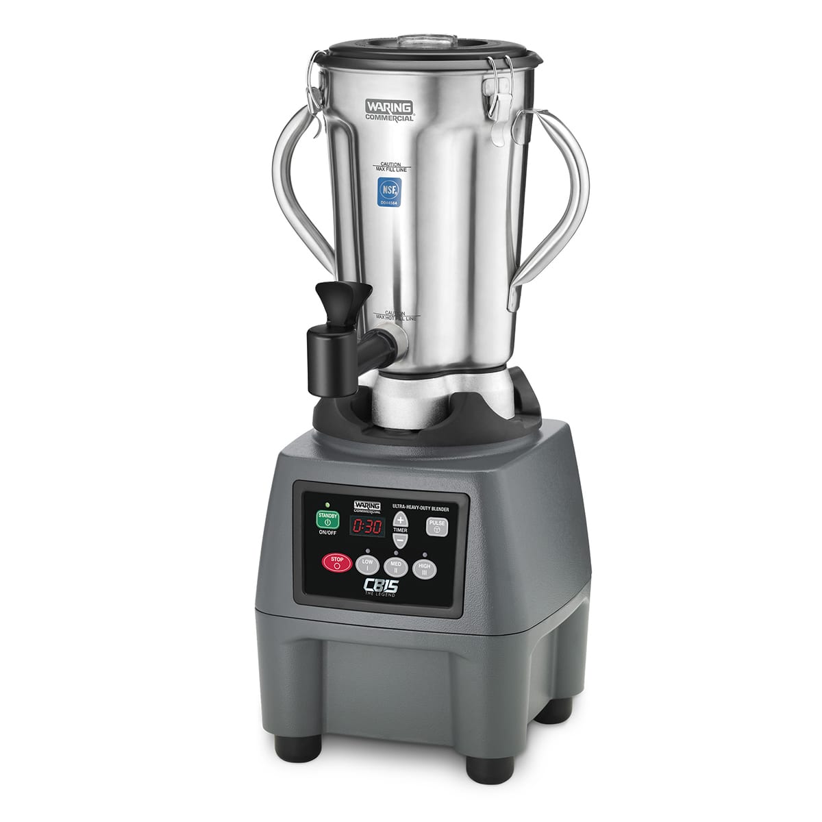 Waring® CB15TSF The Legend Stainless Steel Touchpad/Timer Food Blender with Spigot, 3.75 HP, 128 Oz.