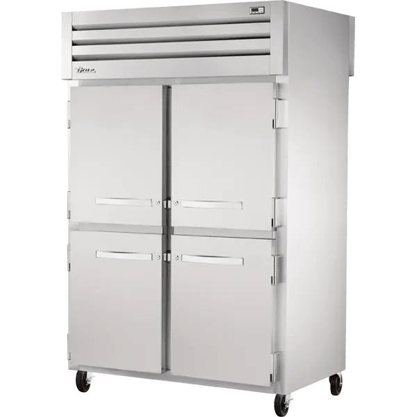 True STA2RPT-4HS-2G-HC 52 3/5" Two Section Pass Thru Refrigerator, Silver