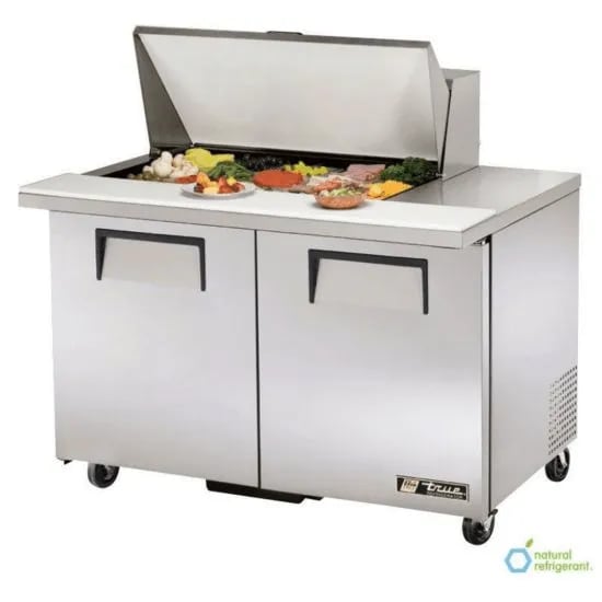 True TSSU-48-15M-B-ADA-HC ADA Compliant 48" Mega-Top Solid Door Sandwich/Salad Prep Table with Refrigerated Base, Silver