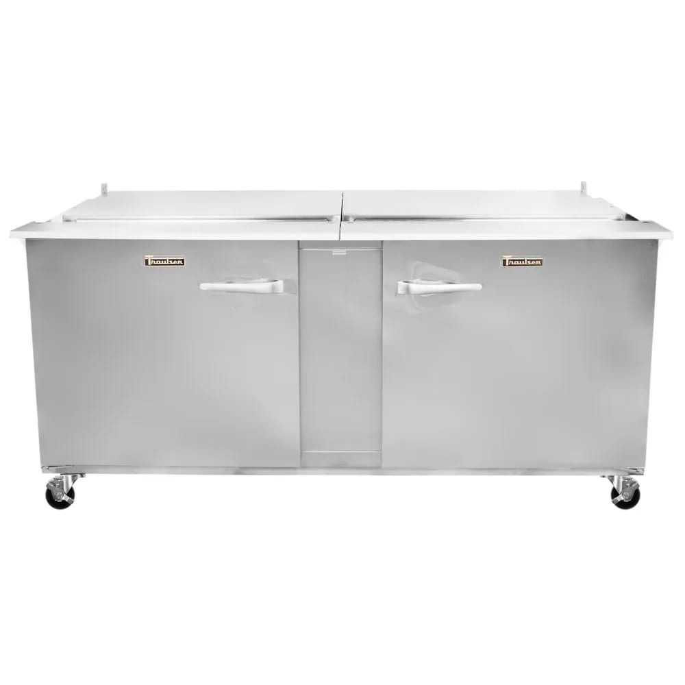 Traulsen UST7212-RR Compact Prep Table Refrigerator with low profile flat cover