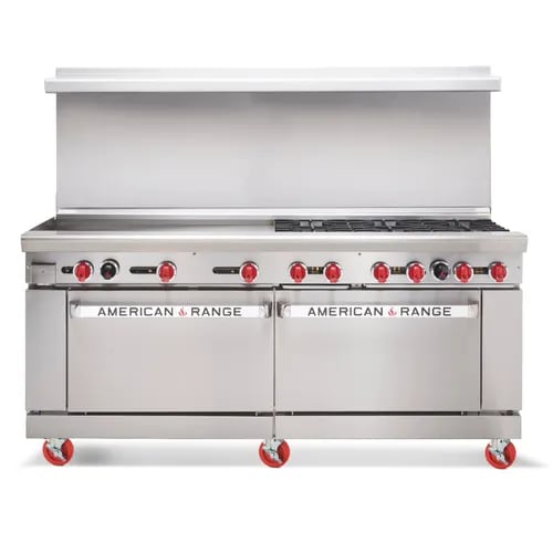American Range AR-12-NVL-126R 72" Restaurant Range with 12 Burners and 1 Innovection Oven and 1 Standard Oven