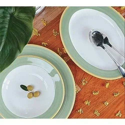 Corona by G.E.T. Enterprises PA1603807812 Corona Calypso 13.19 in. Oval Calypso Green Porcelain Platter