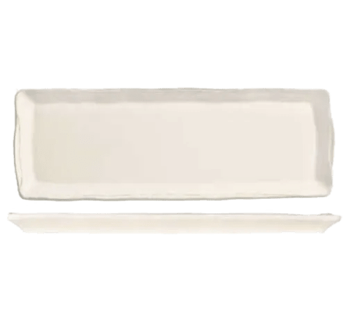 Libbey FH-529 Farmhouse® 16" x 5.75" Rectangle Cream White Wide Rim Tray
