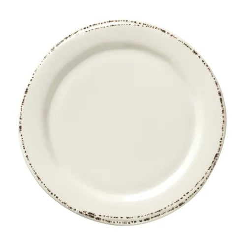 Libbey FH-602MEL 9" Round Farmhouse Ivory White Melamine Wide Rim Plate