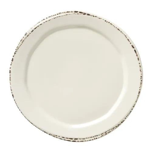 Libbey FH-603MEL 10.5" Round Farmhouse Ivory White Melamine Wide Rim Plate