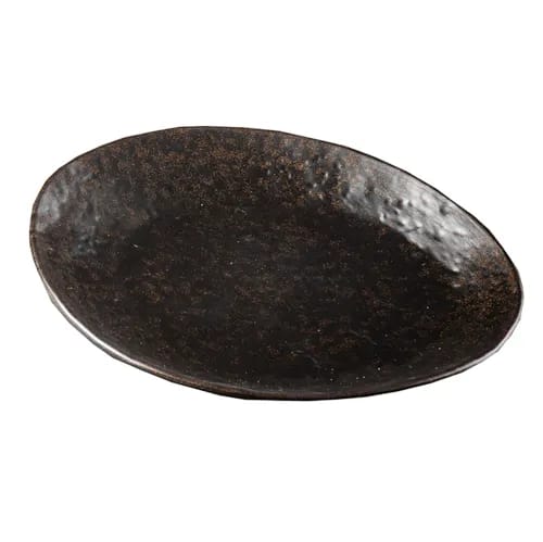 TableCraft 11518 Lunara Collection Small Plate, Melamine, Brown w/ Copper Effect, 9 x 7.75 x 1"