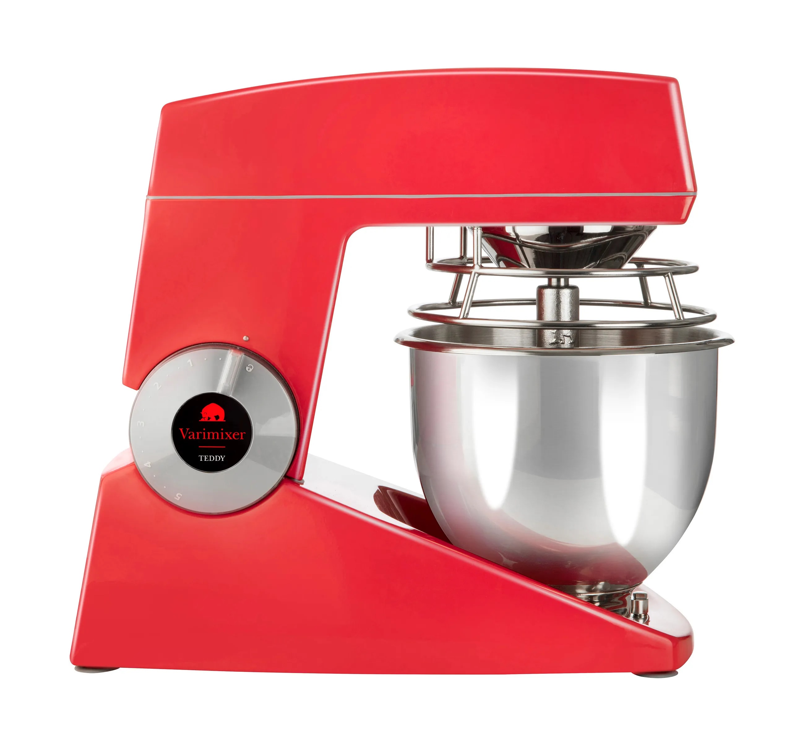 Varimixer V5-R Teddy 5 Qt. Red Tilt Head Countertop Mixer with Standard Accessories - 120V, 2/5 hp
