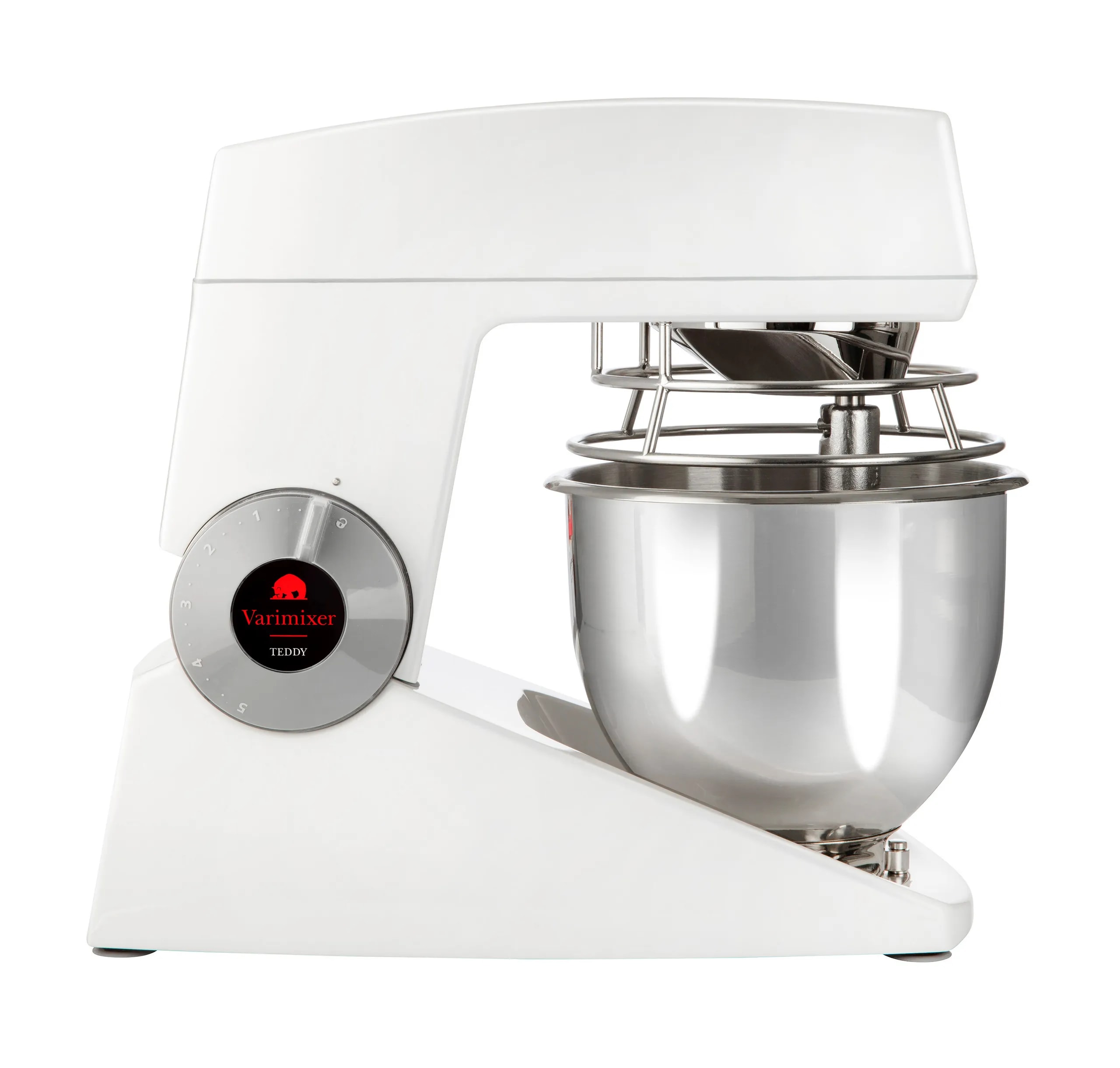 Varimixer V5-W Teddy 5 Qt. White Tilt Head Countertop Mixer with Standard Accessories - 120V, 2/5 hp