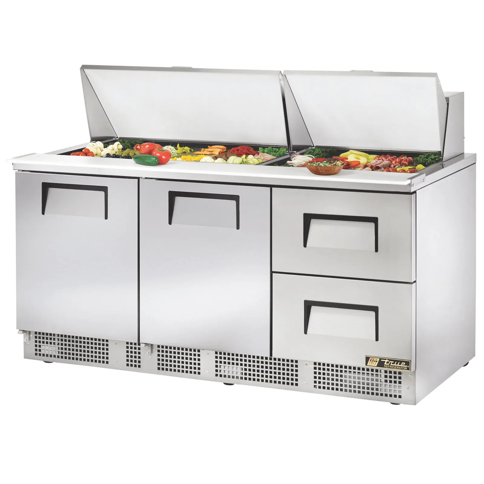 True TFP-72-30M-D-2 72" Food Prep Table With Two Drawer And Two Solid Door Refrigerated Base