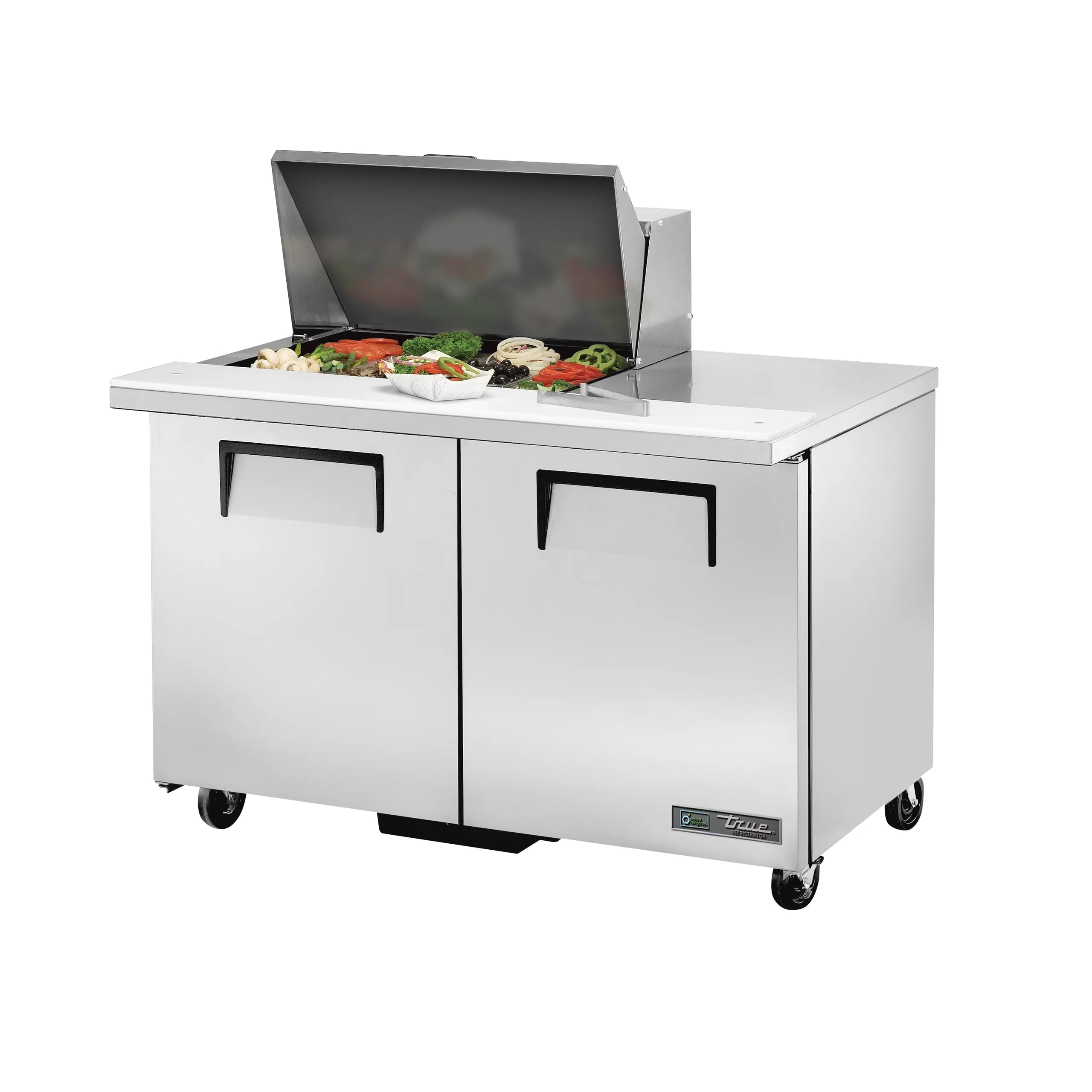 True TSSU-48-12M-B-HC 48" Mega Top Sandwich / Salad Prep Table With Two Door Refrigerated Base