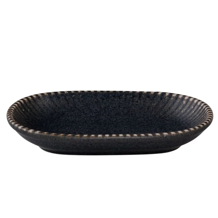 Mikasa 5315969 Reckless 11.2" x 7.22" Oval Black Coupe Rim Platter