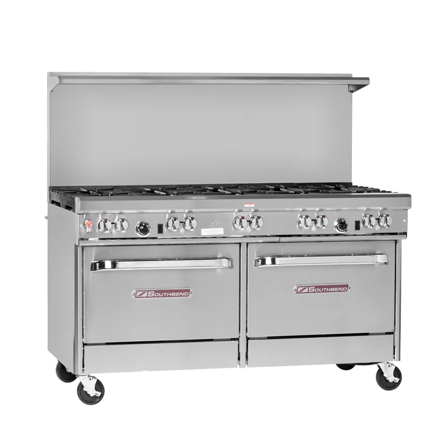 Southbend 4601AC-5R 60" Ultimate Range with Standard Grates, (3) Front Right Open Burners, (2) Rear Right Pyromax Burners, (4) Left Open Burners, Convection Oven, and Cabinet Base, LP Gas