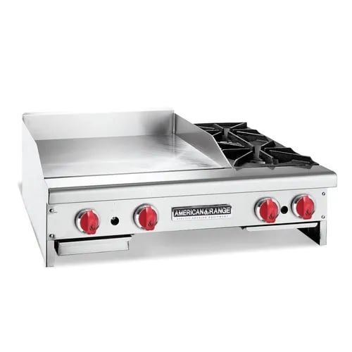 American Range AR48-36G2OB 48" Countertop Griddle with (2) Open Burners, Natural Gas