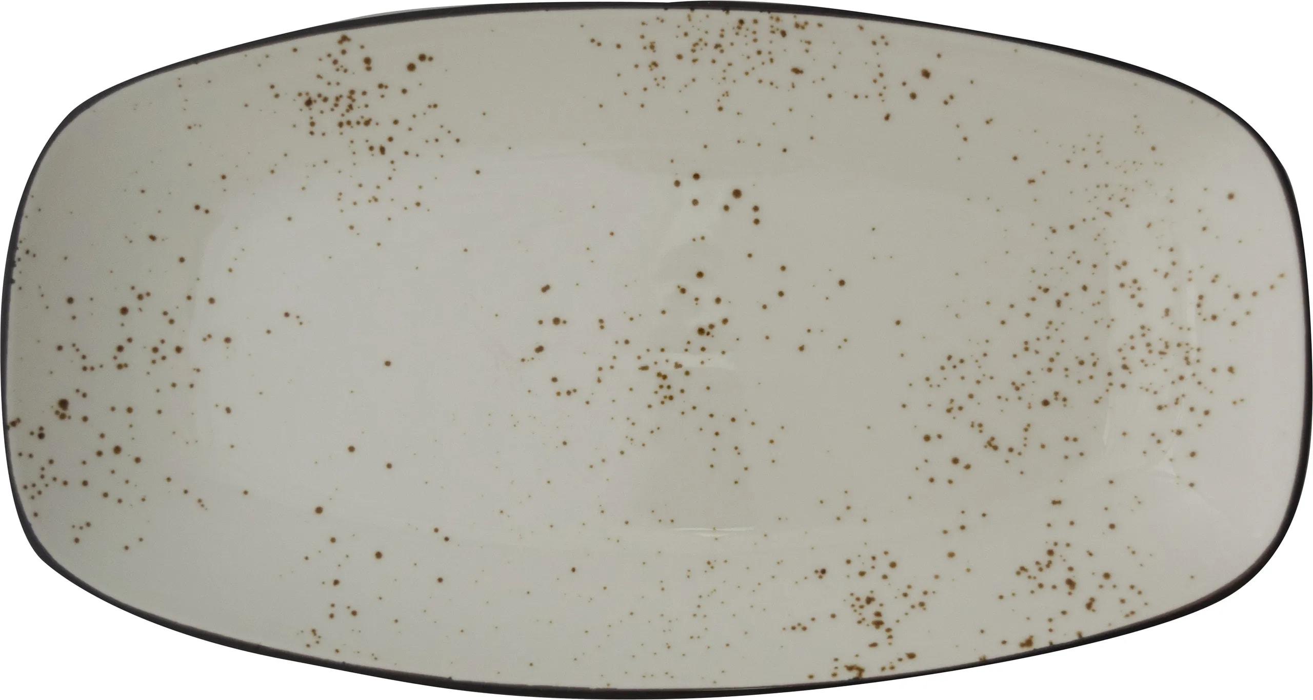 International Tableware SH-14-CR Splash Stoneware Crème w/Dark Brown Platter 13-3/4"
