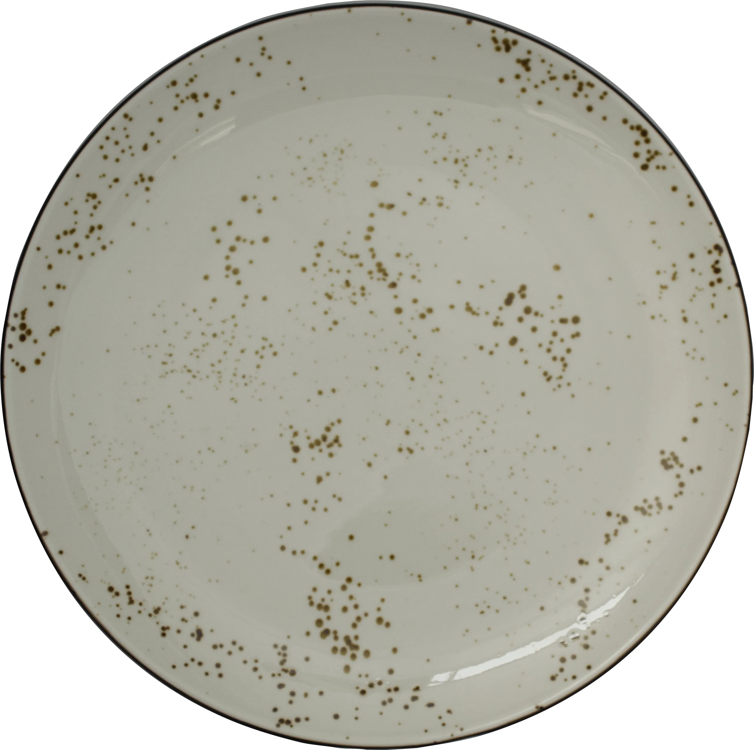 International Tableware SH-21-CR Splash Stoneware Crème w/Dark Brown Plate 12"