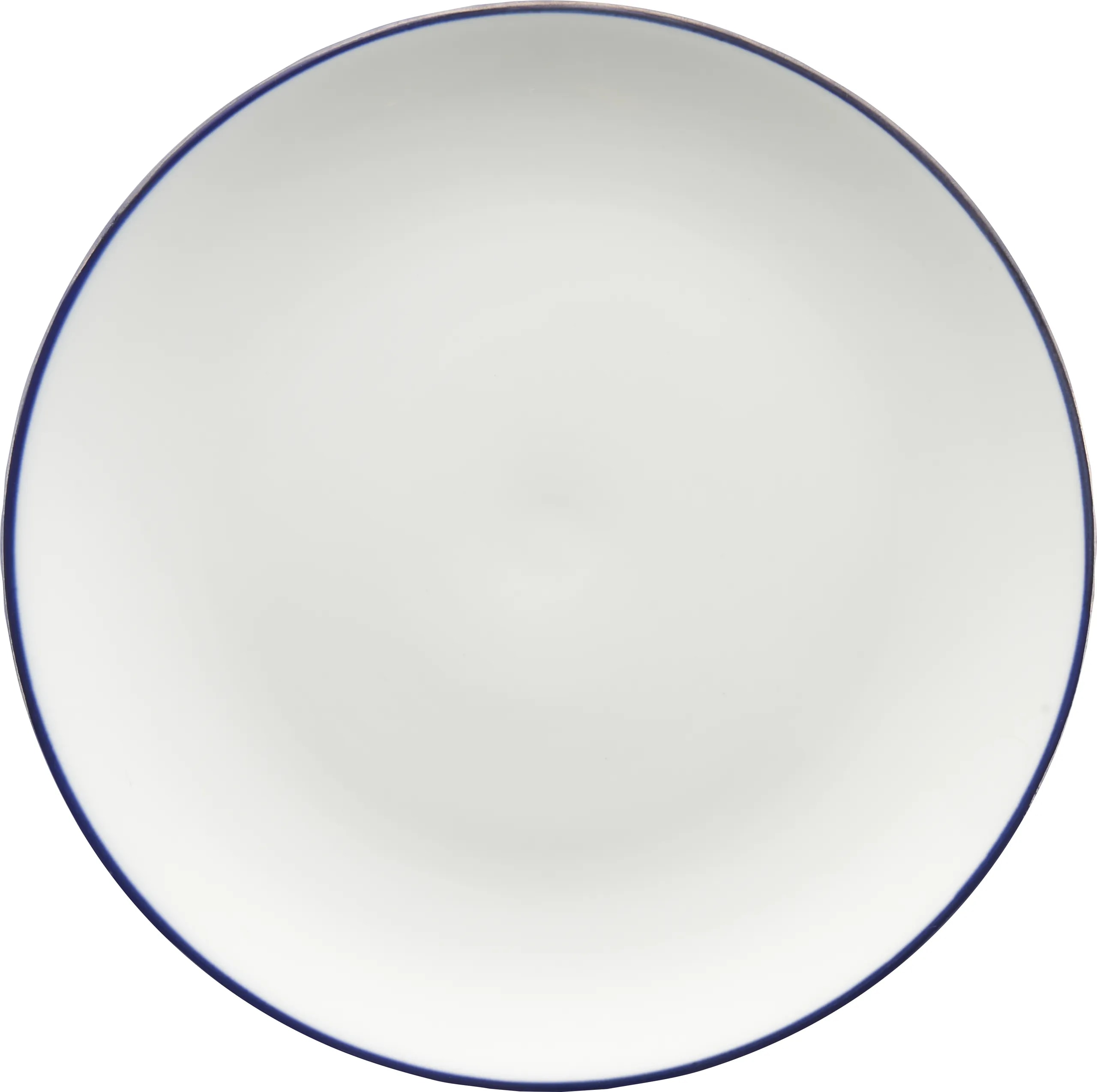 International Tableware TB-16-CB Torino Bistro Porcelain EW w/Blue Coupe Plate 10"