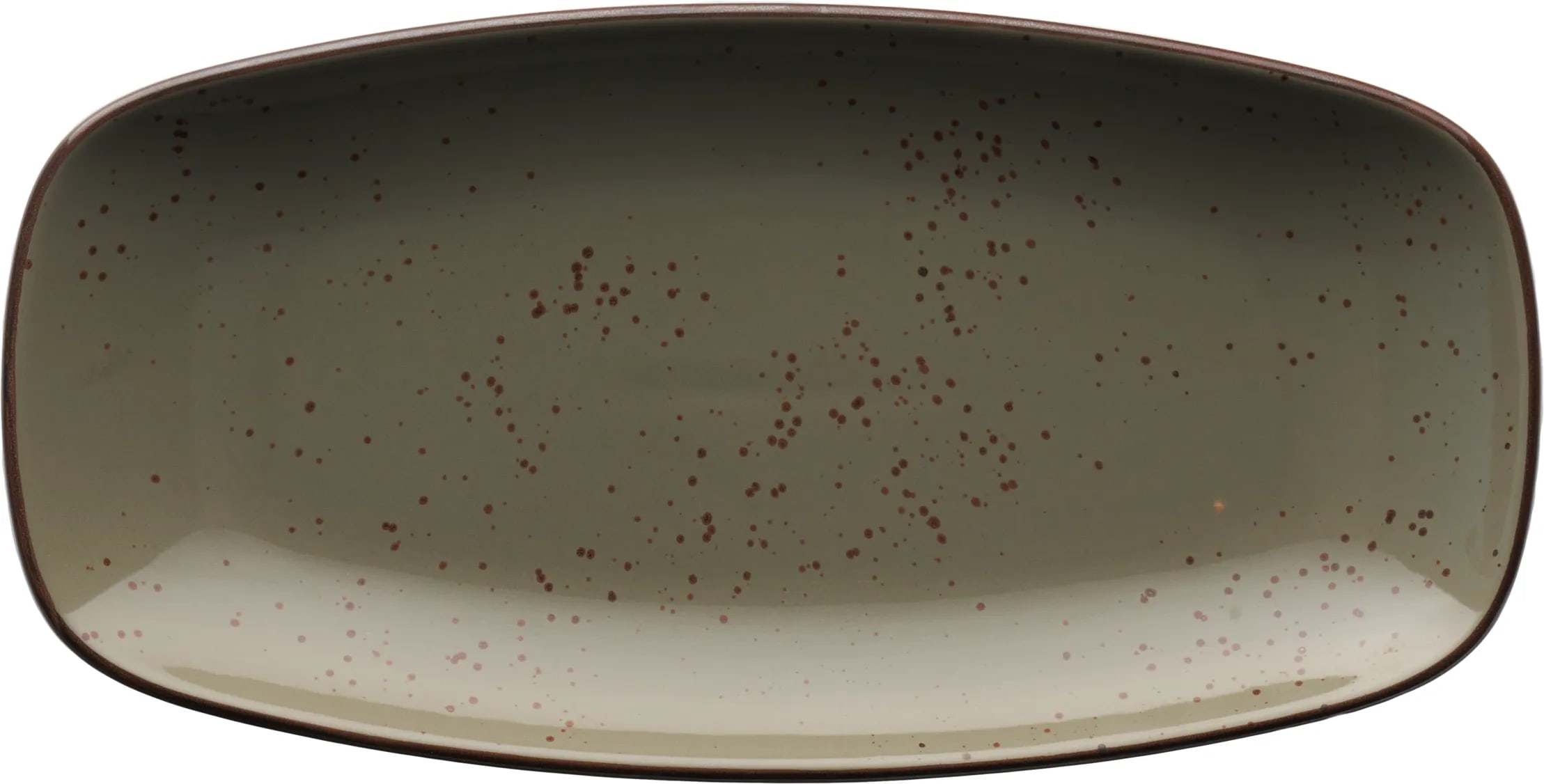 International Tableware SH-14-GS Splash Stoneware Green Smoke w/Dark Brown Platter 13-3/4"