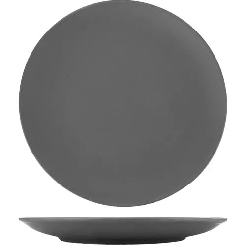 International Tableware TN-16-MG Torino Porcelain Matte Grey Coupe Plate 10"