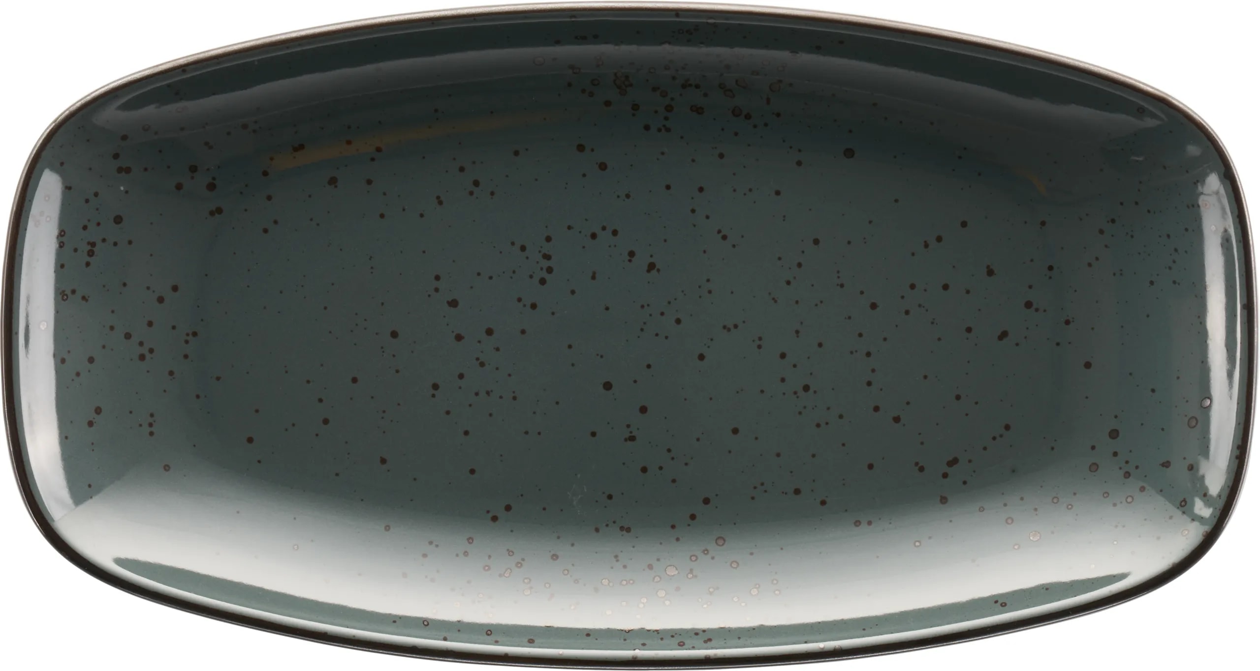 International Tableware SH-14-LN Splash Stoneware Lunar Blue w/Dark Brown Platter 13-3/4"