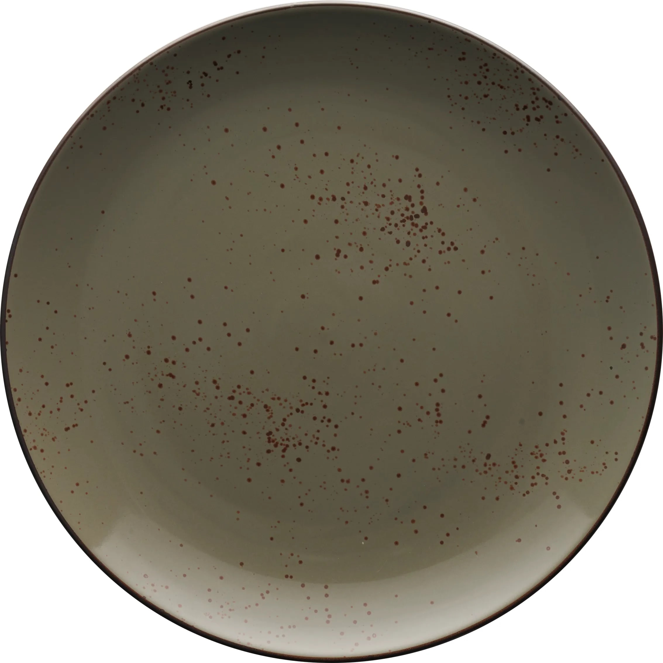 International Tableware SH-21-GS Splash Stoneware Green Smoke w/Dark Brown Plate 12"