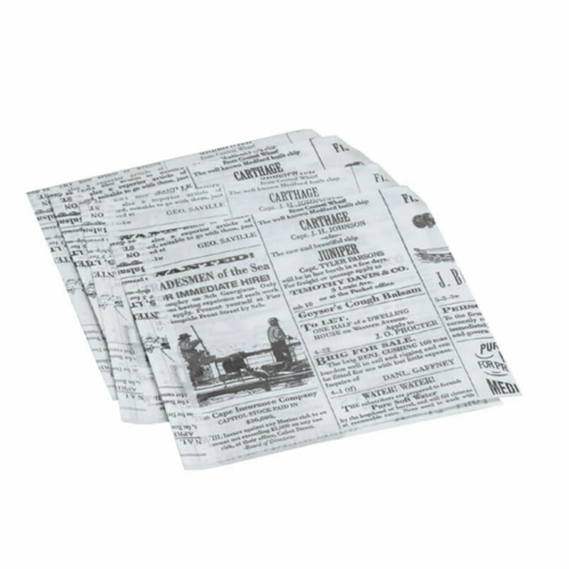 American Metalcraft PPRN76 7" x 6" White Newspaper Preformed Fry Paper