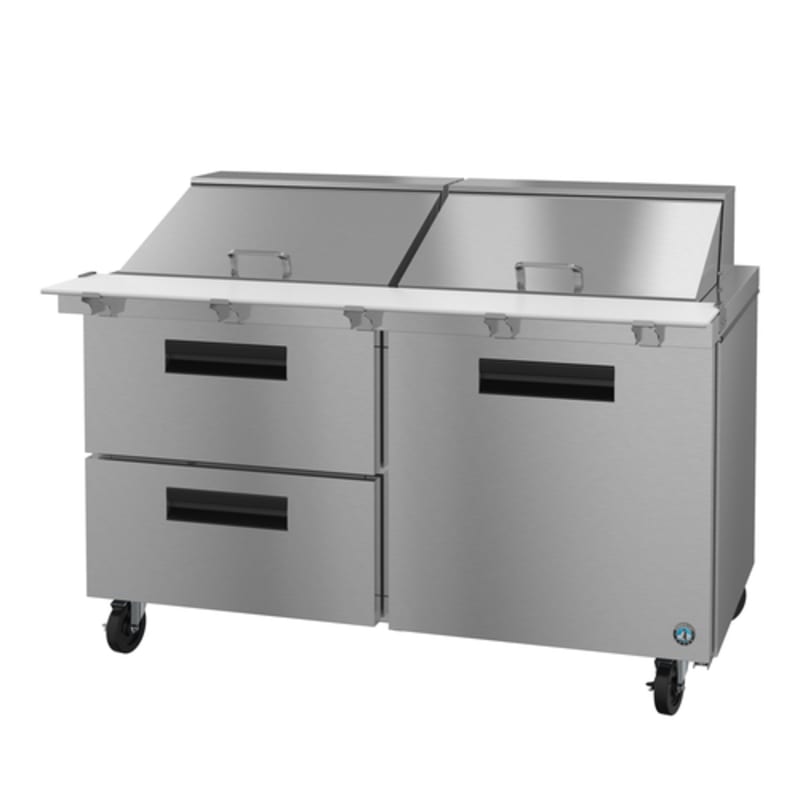 Hoshizaki SR60B-24MD2 Steelheart 60" Stainless Steel Mega Top Refrigerated Prep Table with One Door / Two Drawer Combo