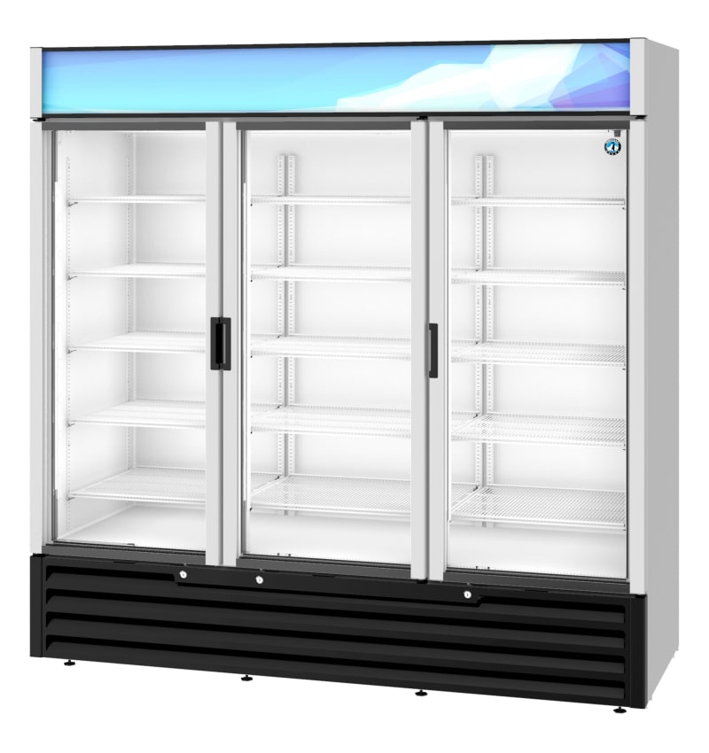 Hoshizaki RM-65-HC Refrigerator, Three Section Glass Door Merchandiser
