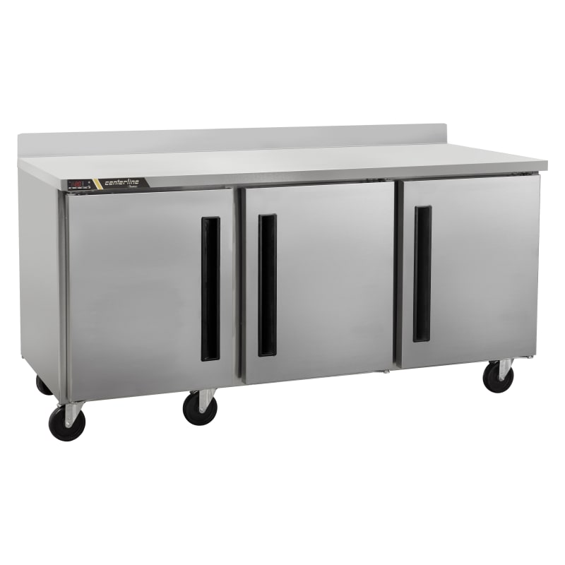 Traulsen CLUC-72F-SD-WTRRR C-Series 72" 3-Door Worktop Freezer with 4" Backsplash, Right/Right/Right-Hinged