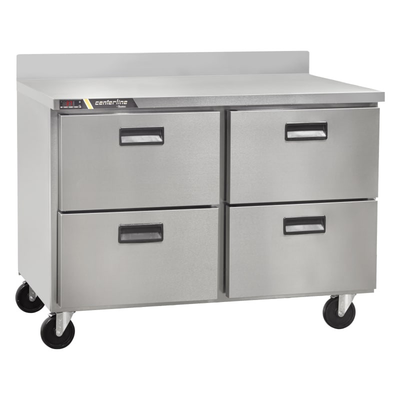 Traulsen CLUC-48R-DW-WT C-Series 48" 4-Drawer Worktop Refrigerator with 4" Backsplash