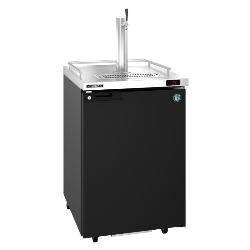 Hoshizaki DD24 24" 1-Door Black Draft Beer Dispenser with 1 Tower and 1 Tap, 1-Keg Capacity