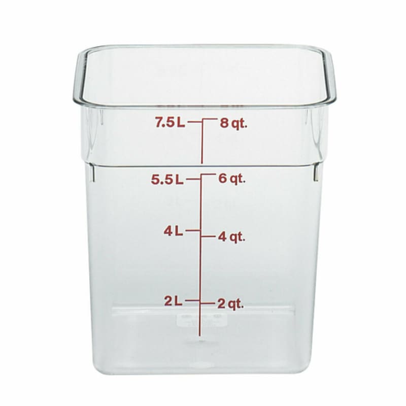 Cambro 8SFSCW135 Classic 8 Qt. Clear Square Polycarbonate Food Storage Container