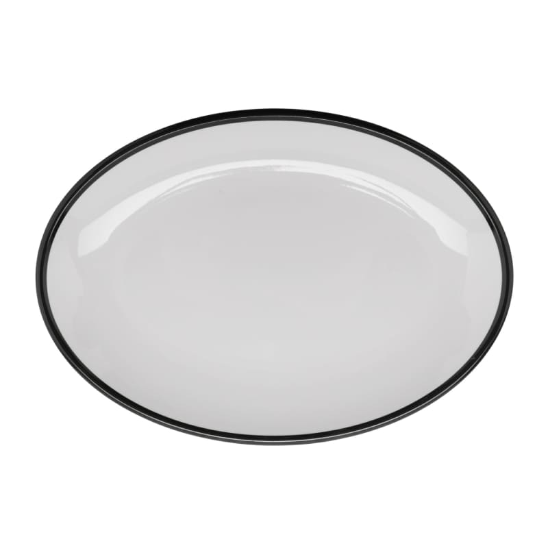 G.E.T. Enterprises OP-1291-W/BK Settlement Bistro 12-1/4" x 9" Oval White/Black Melamine Platter