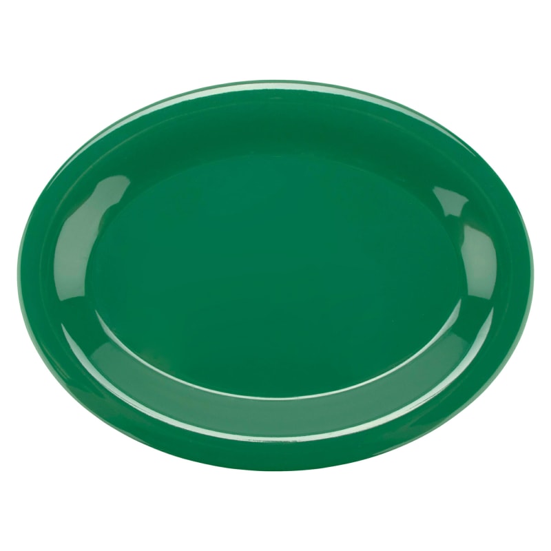 G.E.T. Enterprises OP-120-FG Diamond Mardi Gras 11-7/8" Oval Rainforest Green Melamine Platter
