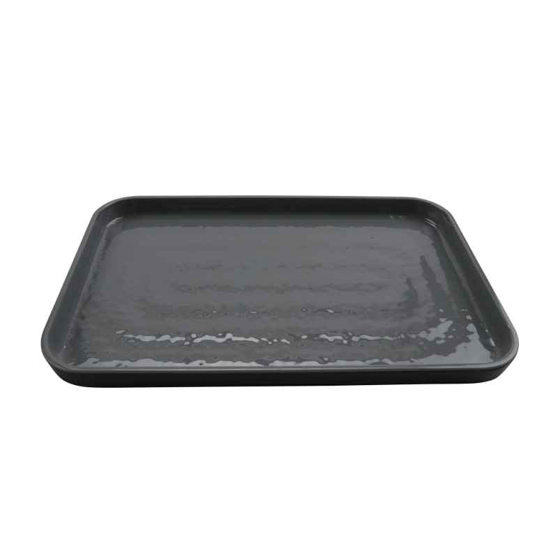 G.E.T. Enterprises RS-128-GRS/BKM Roca Glazed 12" Rectangle Gray Gloss and Black Matte Melamine Plate