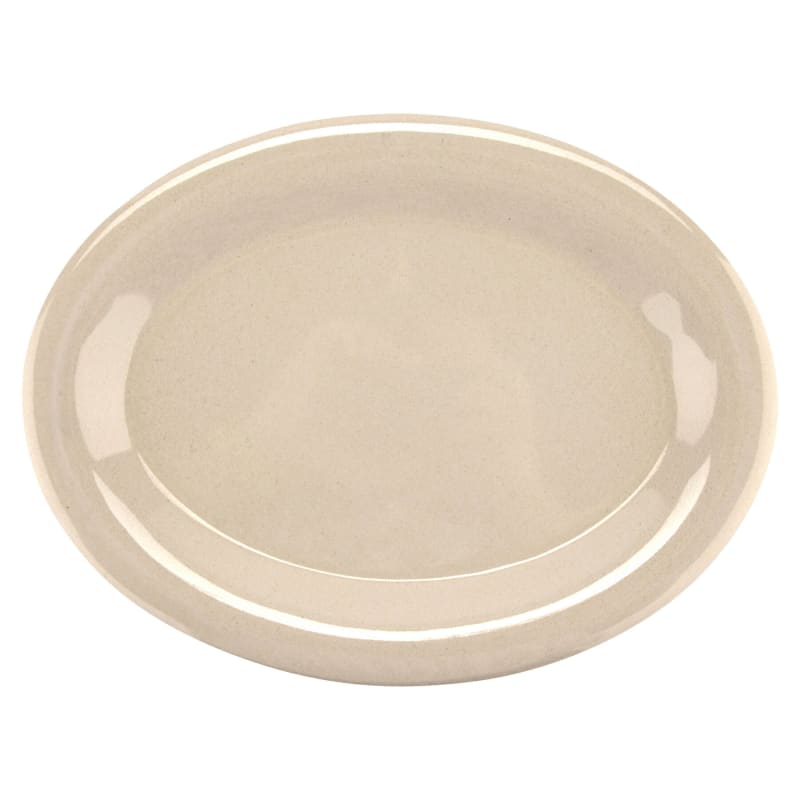 G.E.T. Enterprises BAM-1201 Bamboomel 11-7/8" Oval Tan Bamboo Melamine Platter
