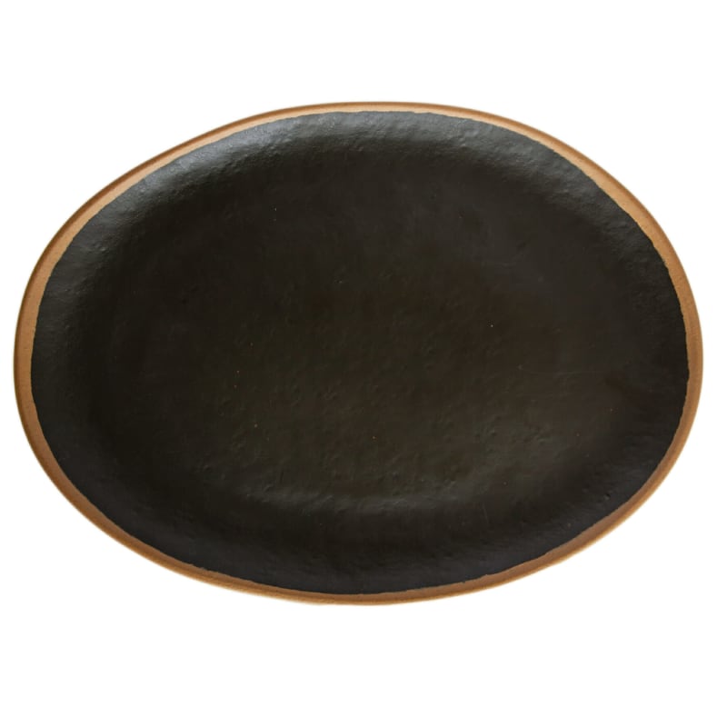 G.E.T. Enterprises P-151-BR Pottery Market Glazed 15" x 11" Oval Brown Melamine Platter
