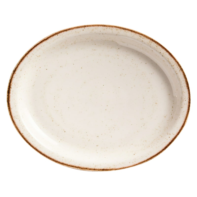 G.E.T. Enterprises PP1605807712 Corona Artisan Beige 11-5/8" Oval Beige Porcelain Platter